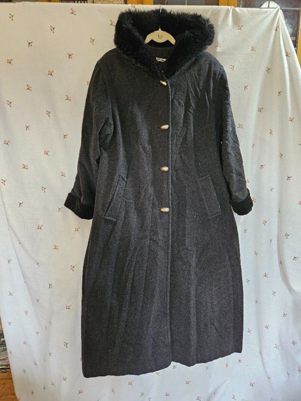 Size XL to 1X Vintage 1980s Charcoal Wool Coat